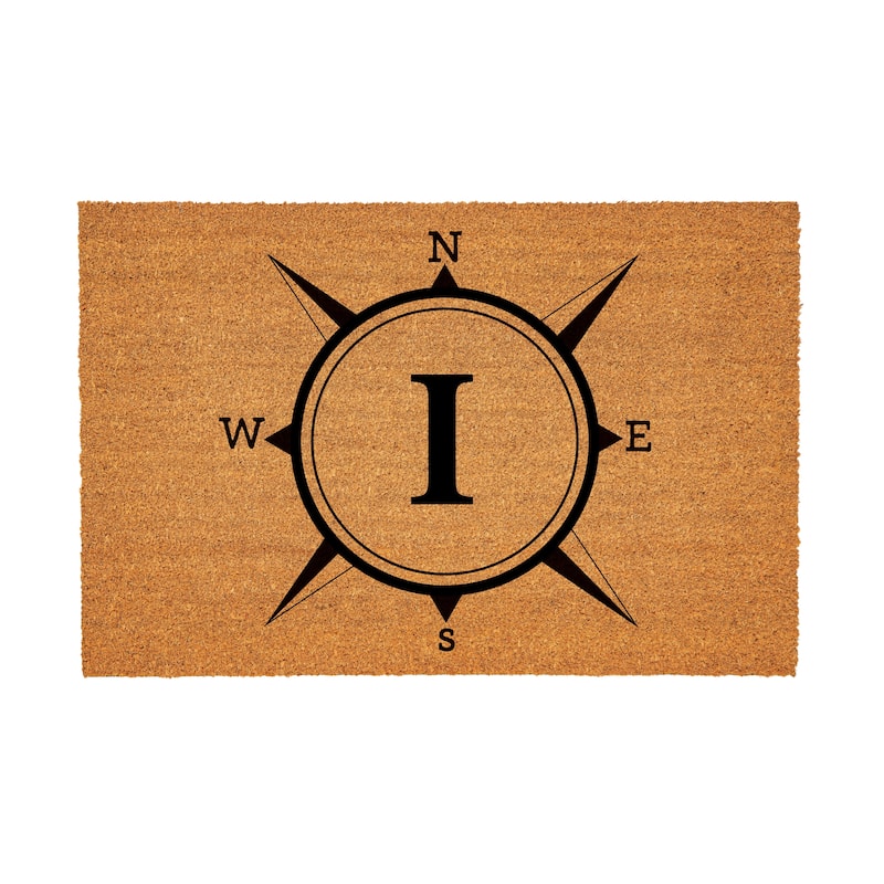 Coastal Coir Mat Compass Monogram 36"x24" - Letter I
