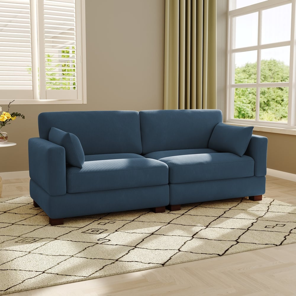 Modern Corduroy Modular Couch Sectional Sofa With Pillows