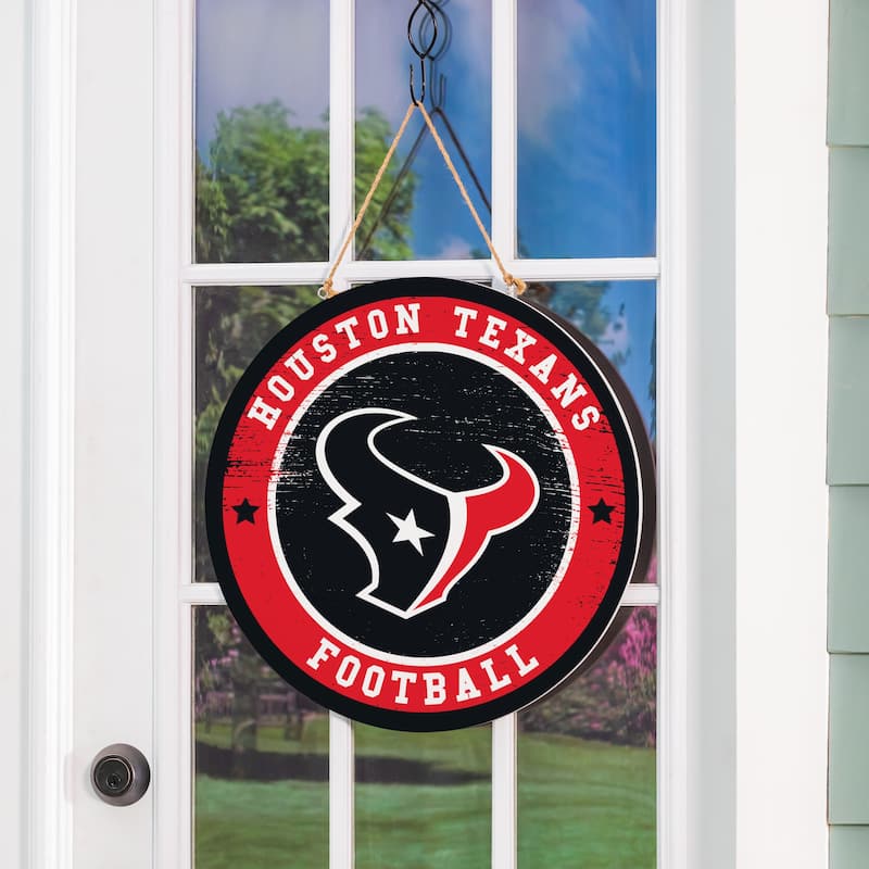 Houston Texans Wooden Door Decor Wall Sign - Multi-Color