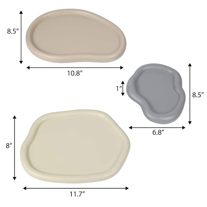 Grace Contemporary Concrete Decorative Cloud Jewelry Trays (Set of 3)