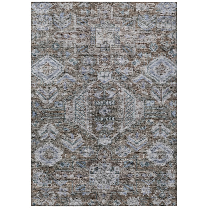 Machine Washable Indoor/ Outdoor Boho Traditional Chantille Rug
