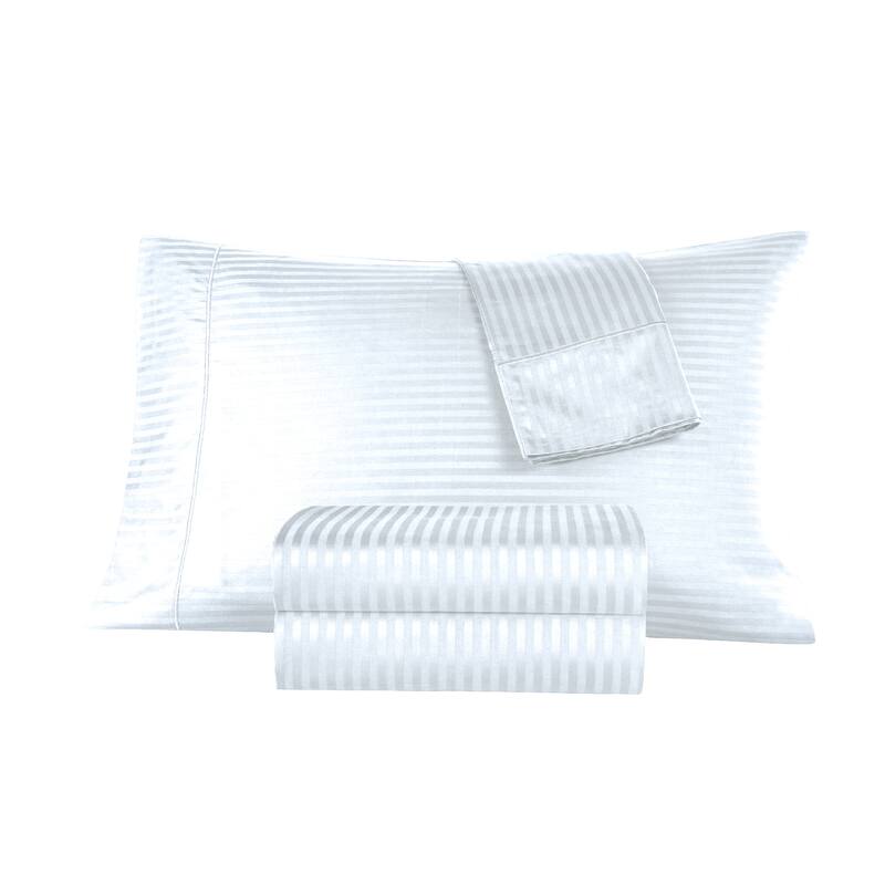 Kathy Ireland 500 Thread Count Damask Stripe Sheet Set with Optifit