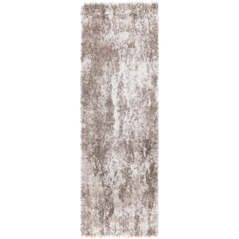 Noori Rug Lux Juno Abstract Modern 2-inch Thick Shag Rug - 2'2" x 6'0" - Brown/Beige