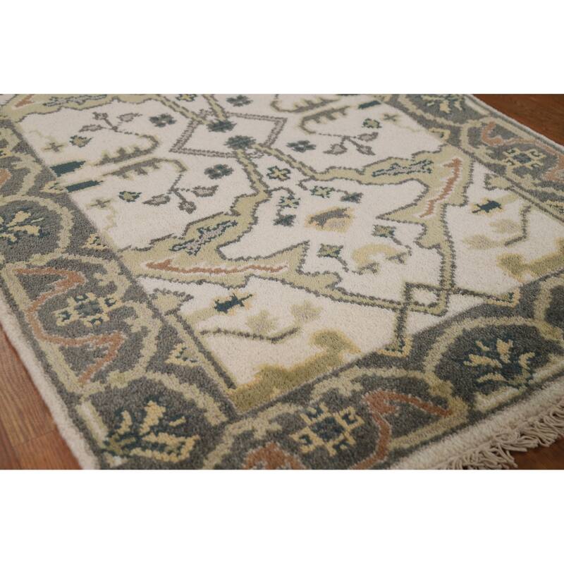 Ivory Oushak Oriental Runner Rug Handmade Wool Carpet - 2'7"x 7'11" - 2'7"x 7'11" - Ivory/Beige