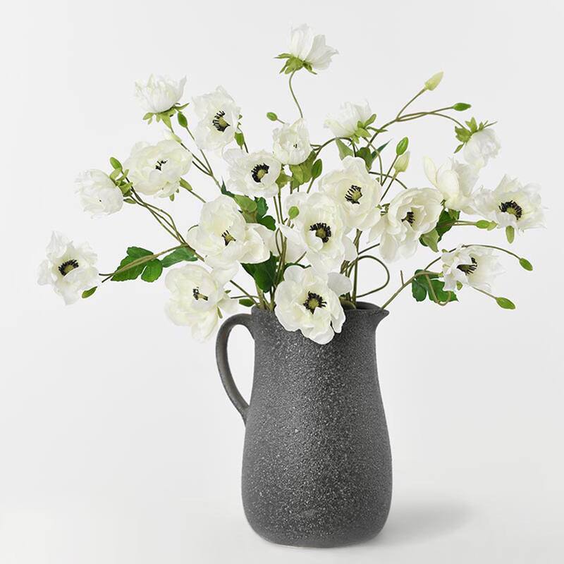 Silk Decorative Artificial Anemone cathayensis(Pack of 1 Branch)