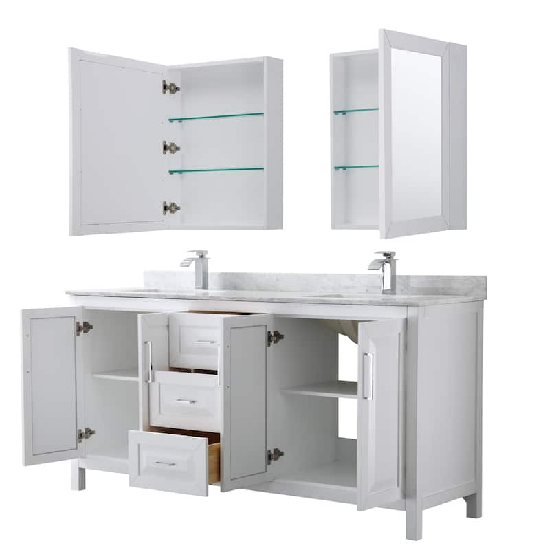 Daria 72-inch Double Vanity, Marble Top, Medicine Cabinets