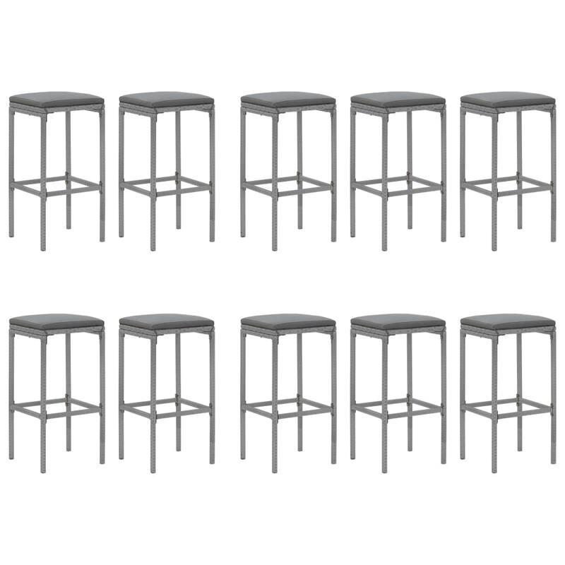 vidaXL 5 Piece Patio Bar Set with Cushions Black Poly Rattan