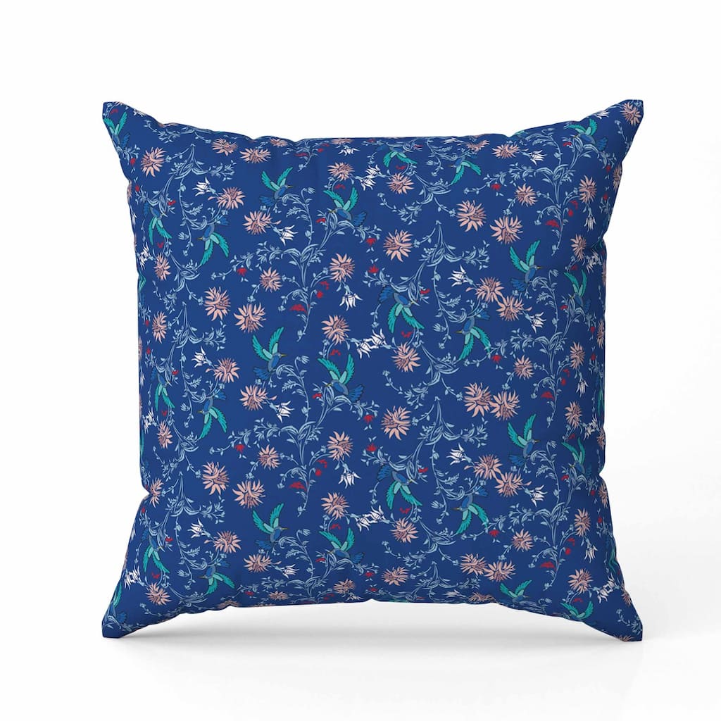 Songbird Flora Parade Faux Suede Reversible Throw Pillow Blue and Pink
