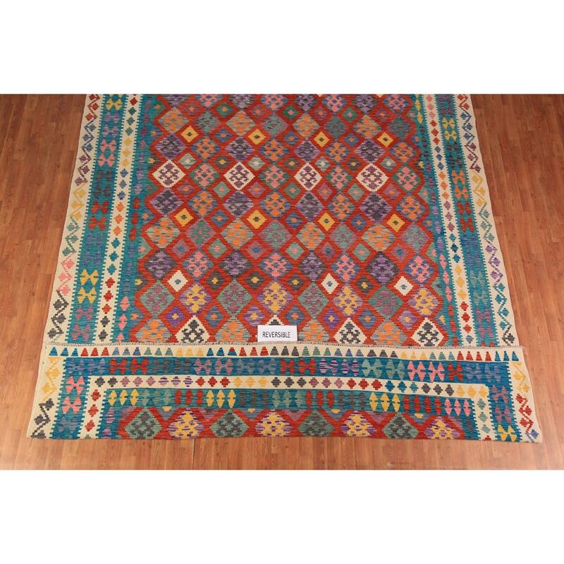 Palace Size Kilim Oriental Rug Hand-Woven Wool Carpet - 9'11"x 16'4"