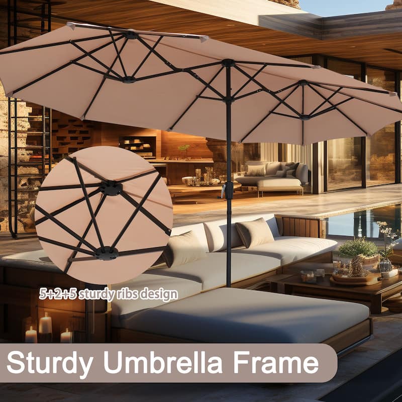 Autlaycil 13ft Extra Large Patio Umbrella with Solar Lights(Without Base)