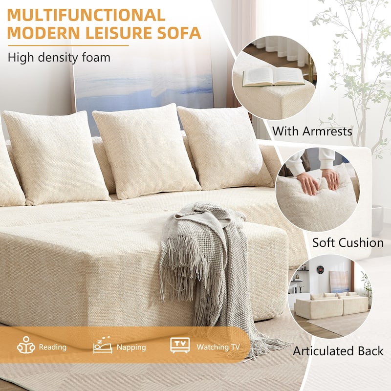 XINMICS 104.72'' Modern Sectional Sofa, 4 Seater Modular L-Shaped Full-compressed Sofa Couch - 104.72"Wx43.31"Dx23.62"H