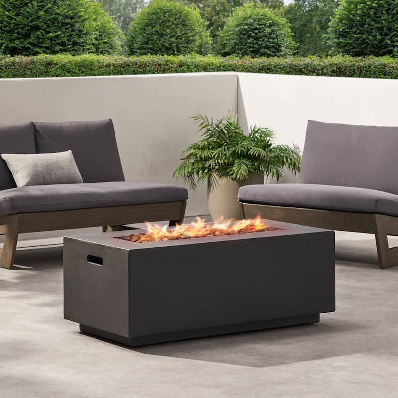 Outdoor 40,000 BTU Rectangular MgO Concrete Propane Fire Pit
