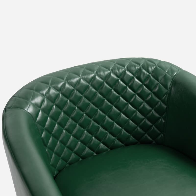 Faux Leather Barrel Accent Chair