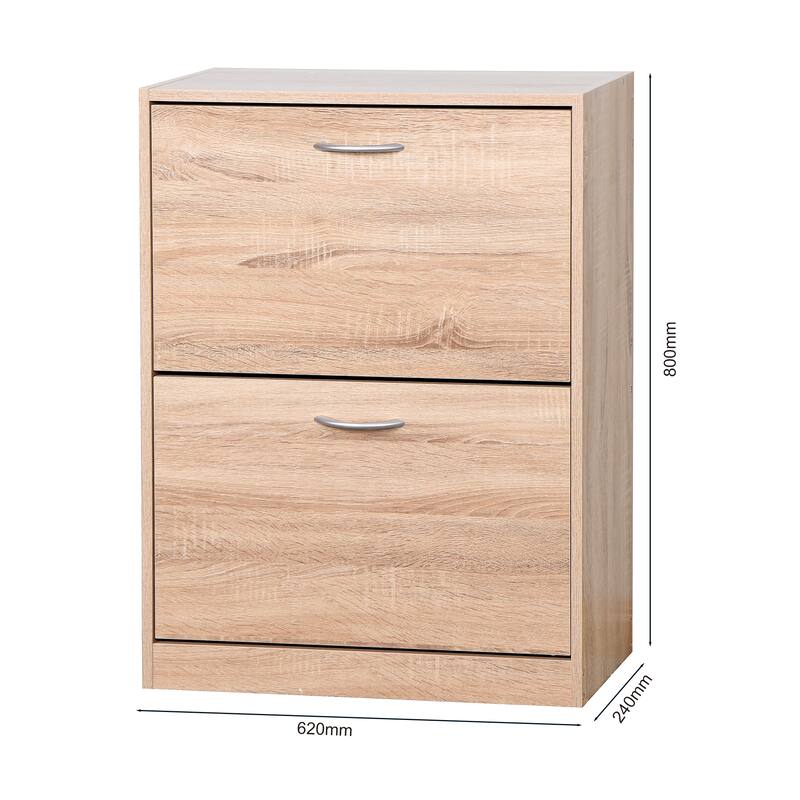 Entryway Wooden Shoe Cabinet with Double Flip Doors by Particle Board