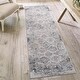 preview thumbnail 2 of 5, LOOM & LUXE 2x8 Traditional Non-Shedding Area Rug Cream and Anthracite - 96" D x 26" W x 0.28" H