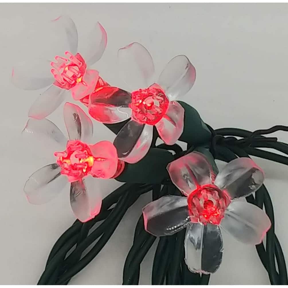 Red Flower LED Set of 25 Lights Light String
