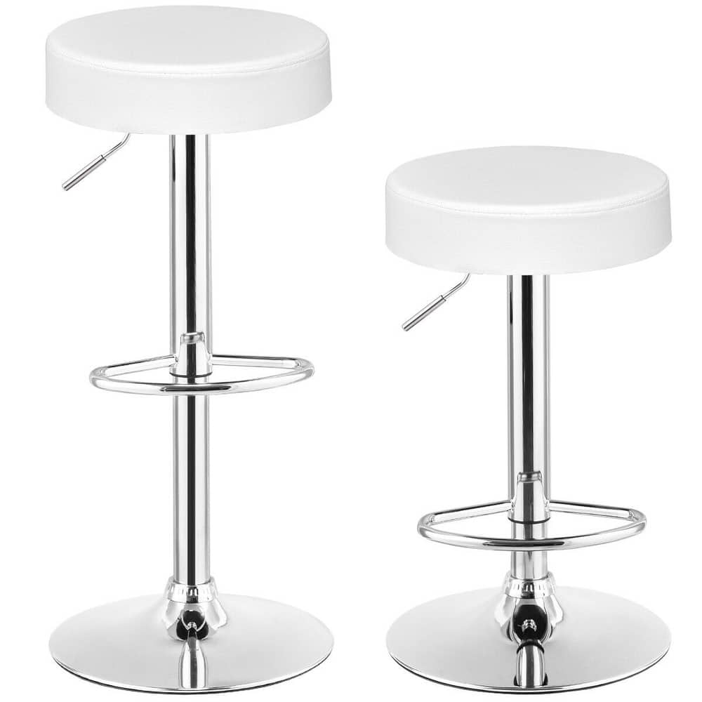 Gymax Set of 2 Adjustable Round Leather Seat Hydraulic Swivel Bar - See Details