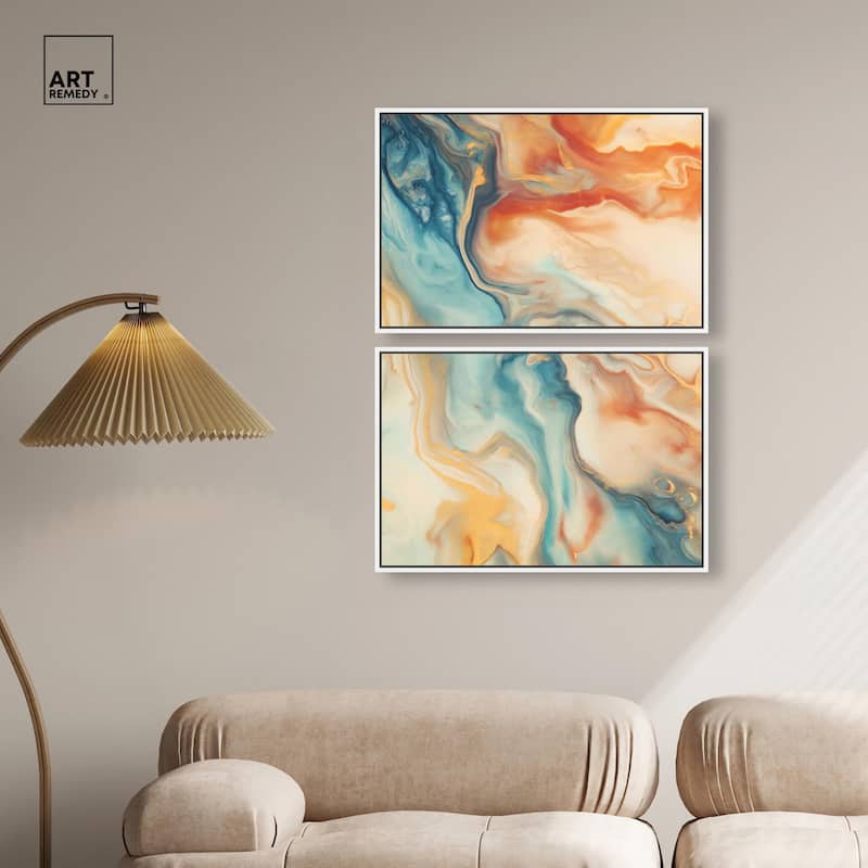 Marbled Sunrise II Canvas Set of 2 by Art Remedy