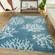 Caistor Coastal Coral Reef Pattern Tropical Area Rug - 5'3" x 7' - Blue