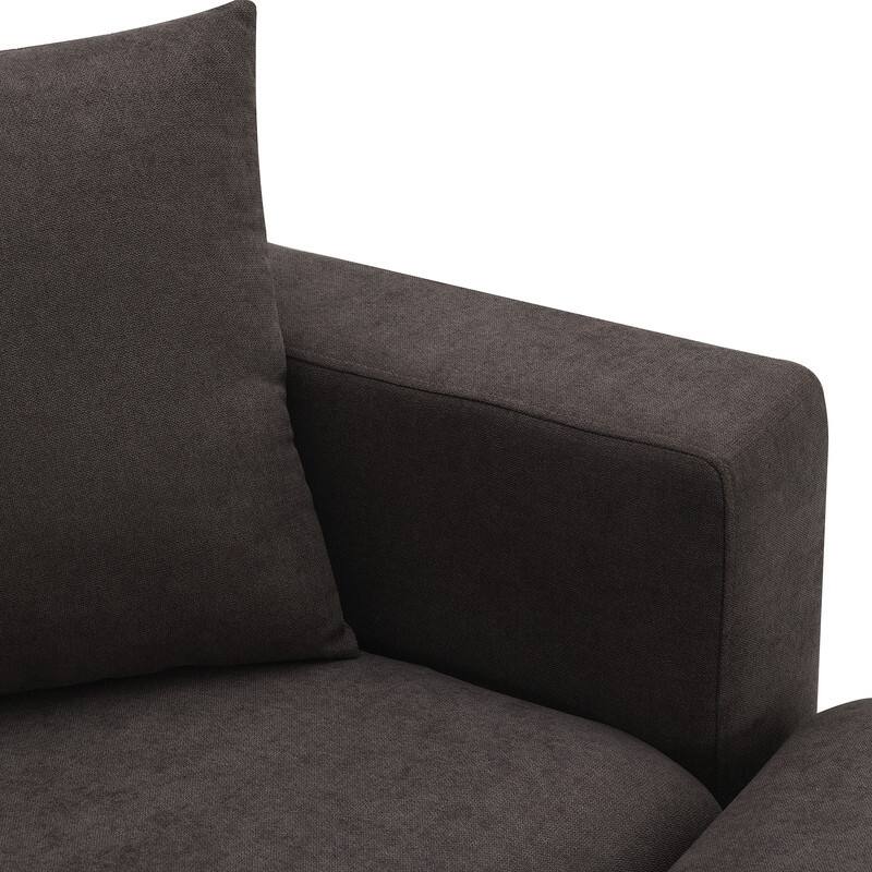 100" L-Shaped Sectional Sofa, Modern Couch Set with Convertible Ottoman and 2 Free Pillows