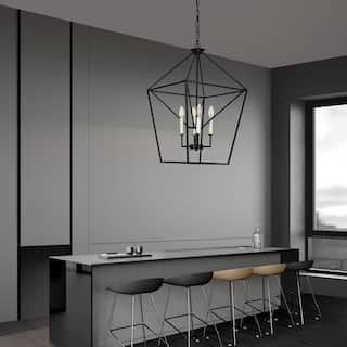 4 - Light Dimmable Lantern Geometric farmhouse Chandelier