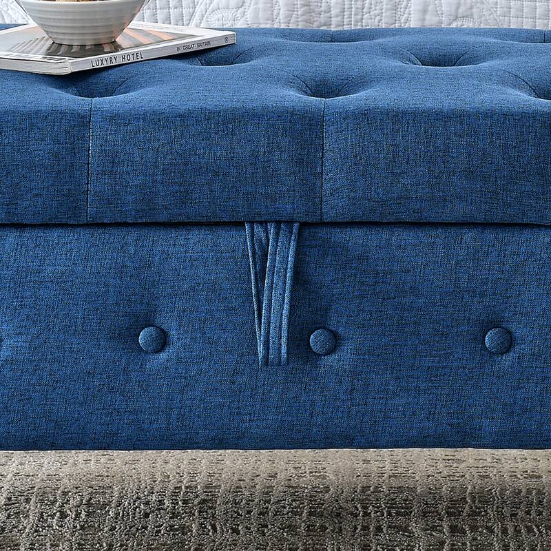 62" Bedroom Tufted Button Storage Bench, Window Bench, Rolled Arm Design for Bedroom, Living Room