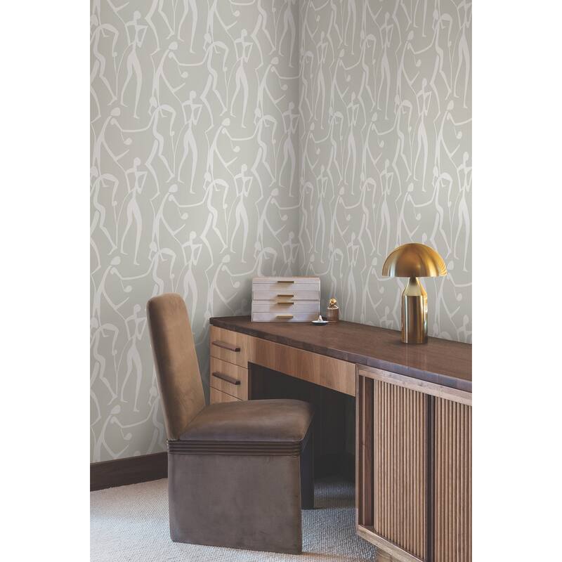 York Wallcoverings Joyful Dancers Lichen Grey Wallpaper