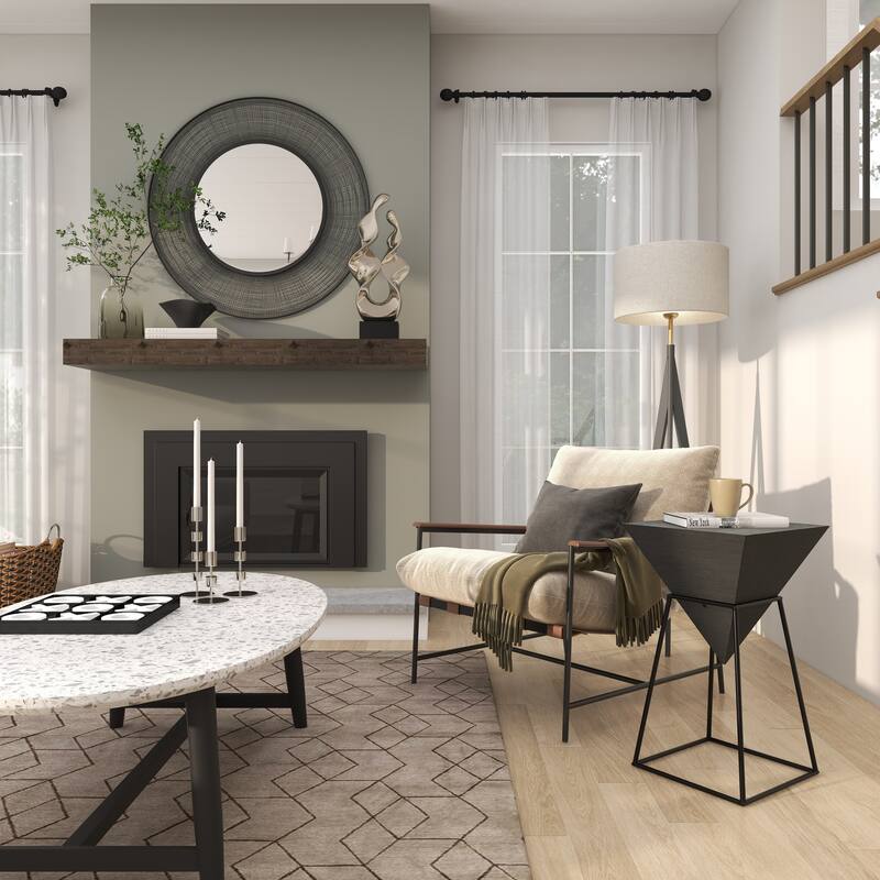 Minimalist Wood Inverted Pyramid Geometric Accent Table with Metal Stand - White or Black