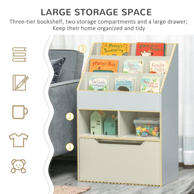 Bookcase Multi-Shelf Rack Organizer with Storage Drawer