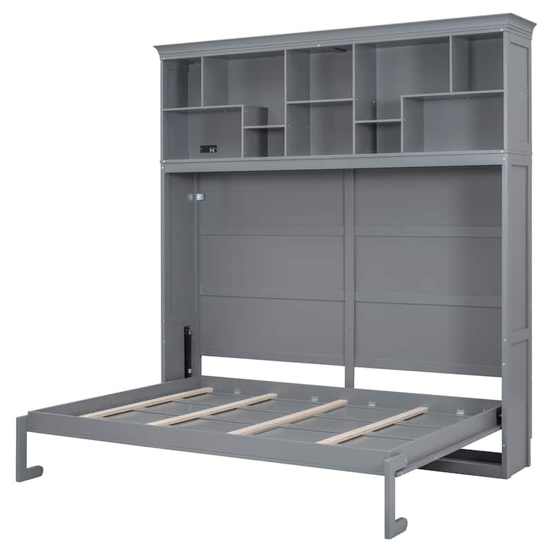 Queen Murphy Bed with Shelves and USB