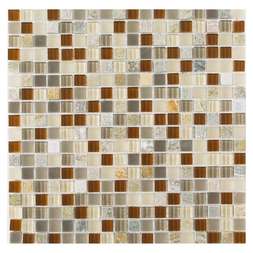 The Tile Life Victory 12x12 Red Stone Mix Glass Mosaic Wall & Backsplash Tile