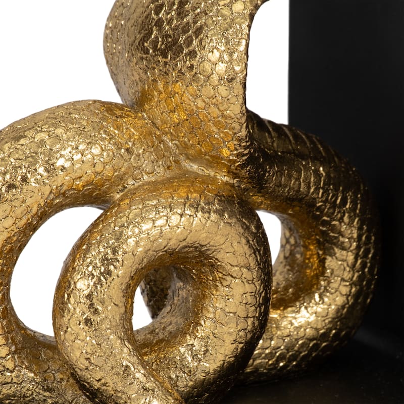 Sagebrook Home Elegant 6-Inch Polyresin Snake Bookends in Striking Gold and Black - 5" x 4" x 6"