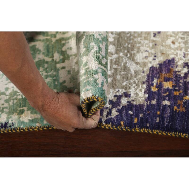 Wool/ Silk Artistic Contemporary Abstract Oriental Area Rug Handmade - 4'1" x 6'1"