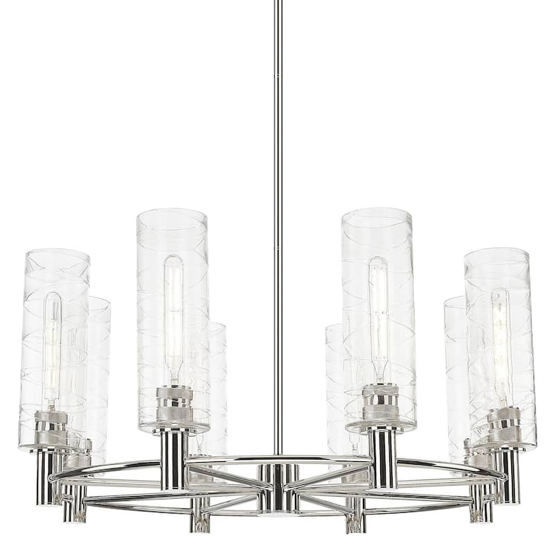 Innovations Lighting 434-8CR-15-32 Crown Point Chandelier Crown Point - Polished Nickel / Deco Swirl