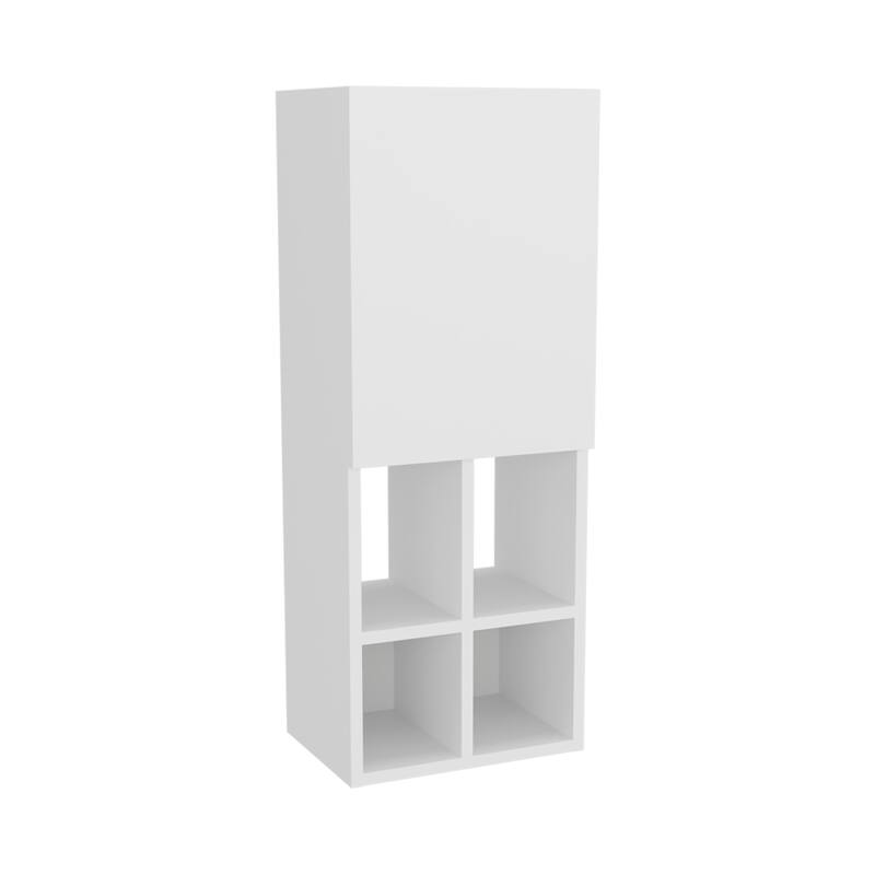 Wall Cabinet, 1 Door, 5 Shelves with durable engineered wood construction, White,easy to assemble