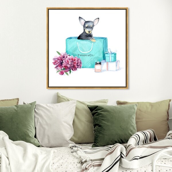 Oliver Gal 'acqua chic chihuahua' Animals Wall Art Framed