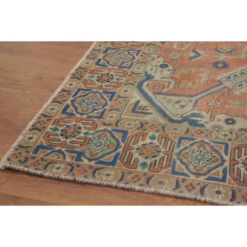 Hand Knotted Oriental 100% Wool Carpet Traditional Medallion Oranges & Rust Tabriz Area Rug - 6' 6'' X 4' 6''