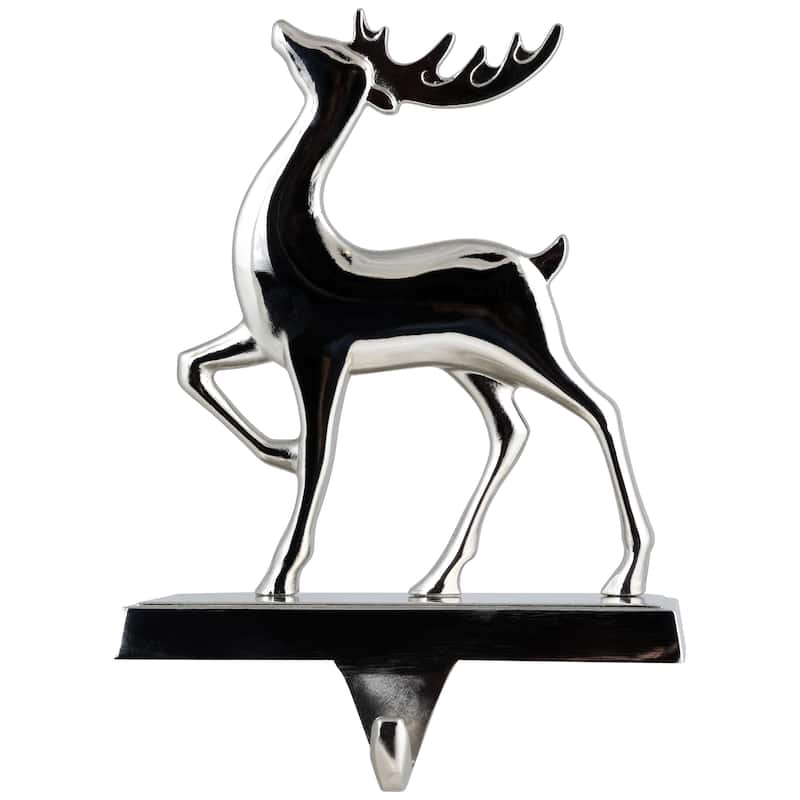 Reindeer Christmas Stocking Holder - 6" - Silver