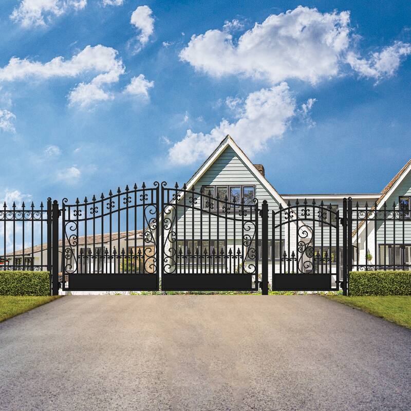 ALEKO Venice Style Steel Dual Driveway Gate 12 ft with Pedestrian Gate