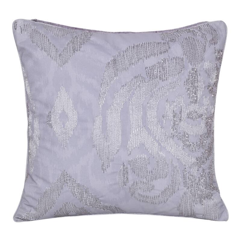 Handwoven Ikat Square Polyester Throw Pillow Cover - 20" - Gray and Silver