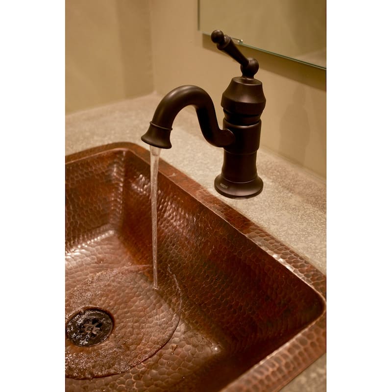 19-in Rectangle Under Counter Hammered Copper Bathroom Sink (LREC19DB)
