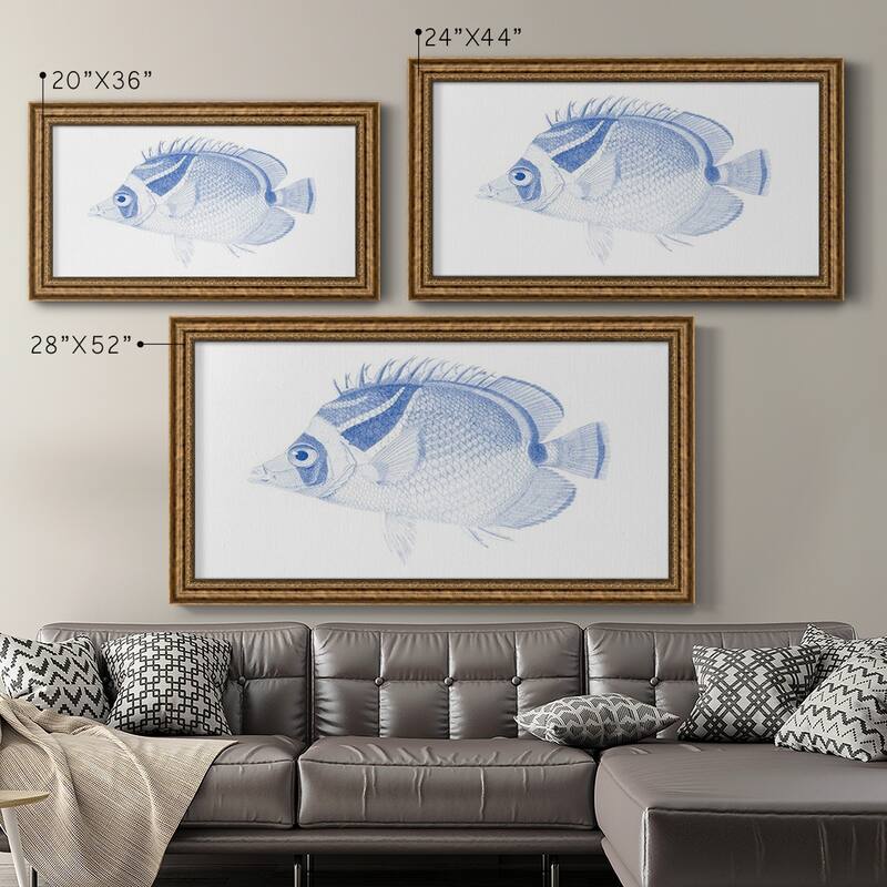 Blue & White Tropical Fish IV Premium Framed Canvas- Ready to Hang