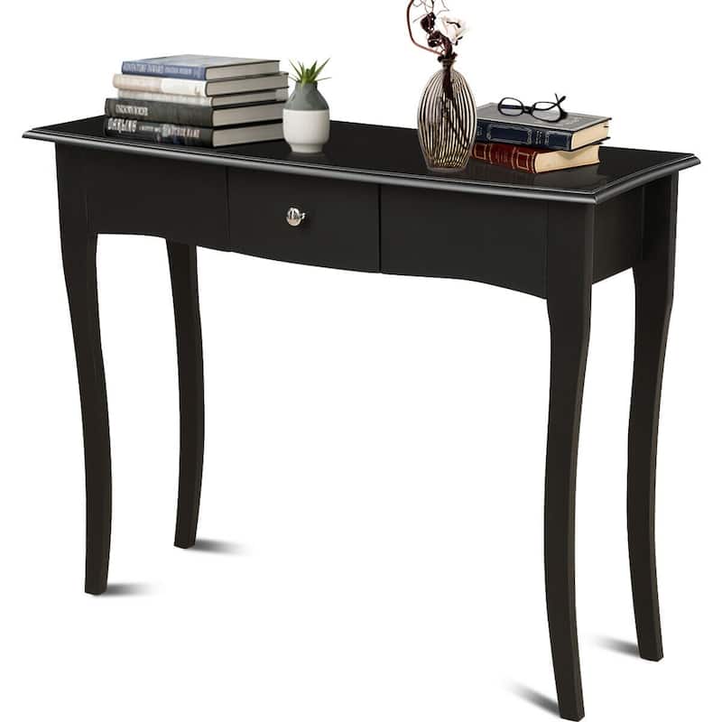 Gymax Wooden Console Table Hallway Entryway Side Sofa Accent Storage - 40''X 14''X 31.5'' - Black - MDF - 40''X 14''X 31.5''