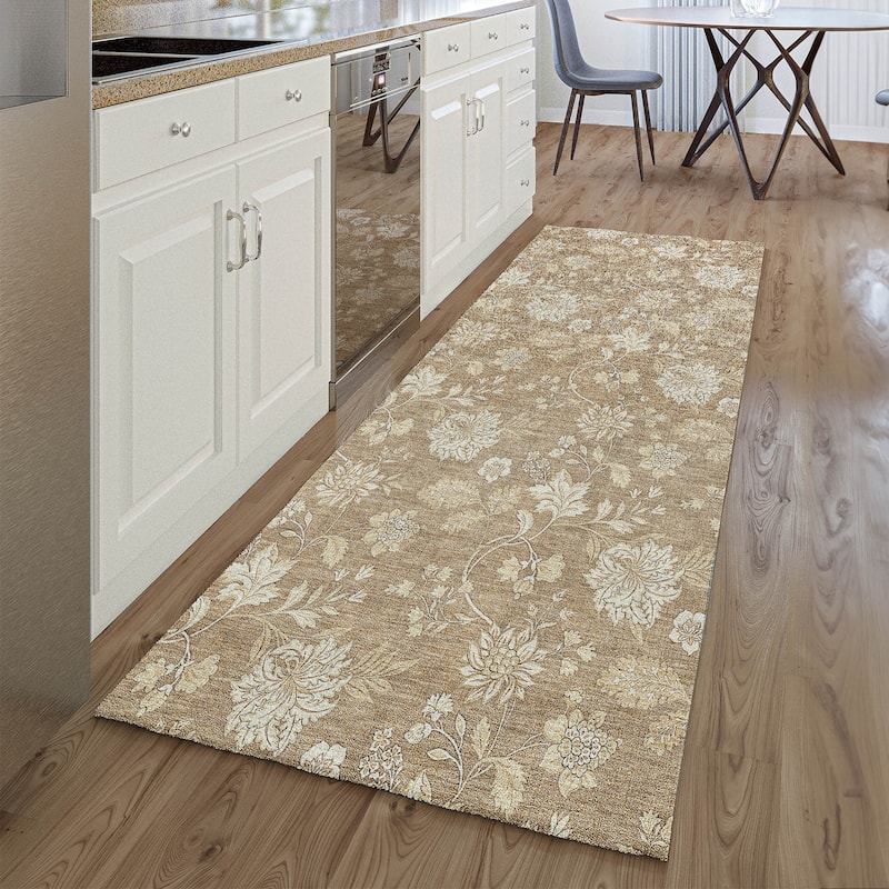 Premium Washable Super Soft Floral Garden Mayfield Rug - Copper - 2' 3" x 7' 6" - Runner