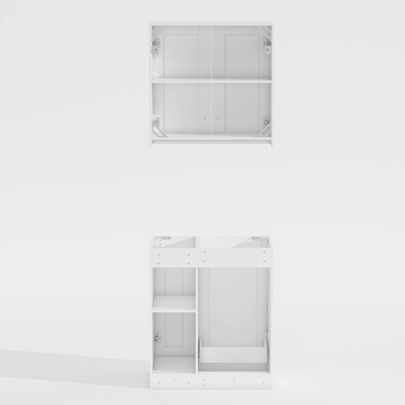Modular White Kitchen Cabinet Set Customizable Base and Wall Cabinets Pantry Storage and DIY Countertop Design(Without desktop)
