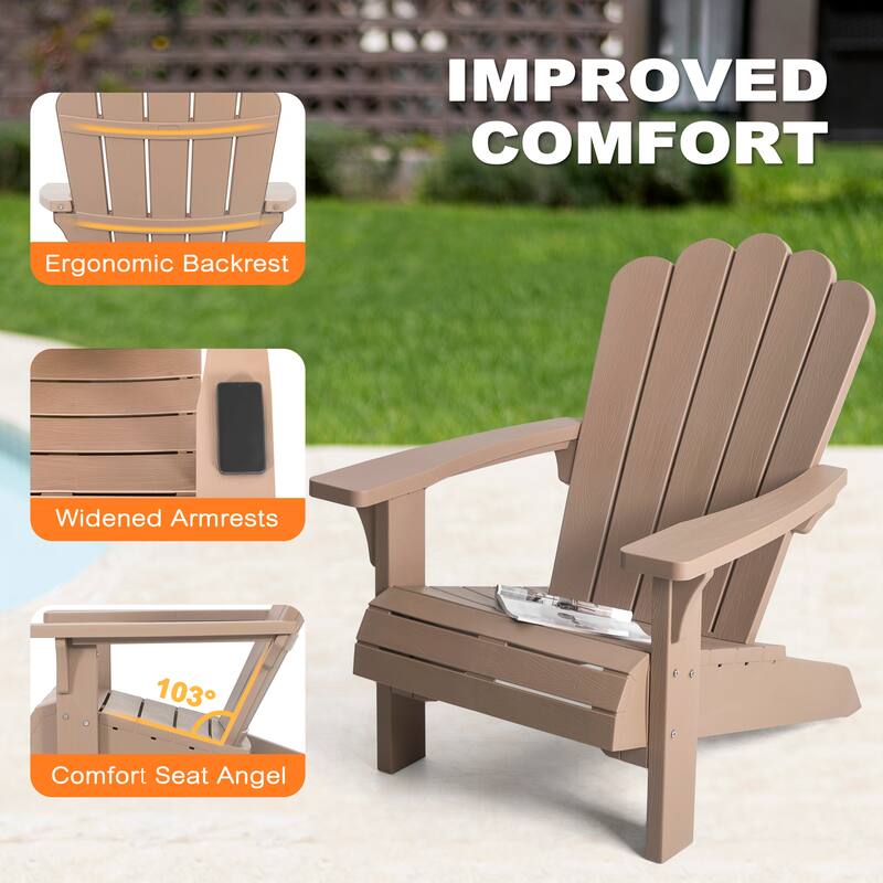 Nuu Garden Weather-Resistant Adirondack Chair with Widened Armrests