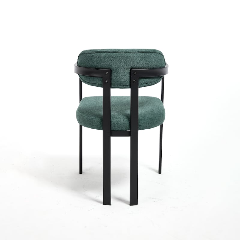 Modern Dining Room Chairs Set of 2, Mid-Century Upholstered Boucle Kitchen Dining Chairs with Black Metal Legs