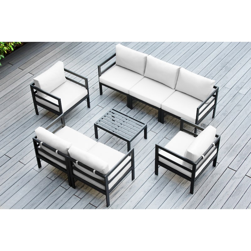 Ohana Outdoor 8-pc. Cushioned Aluminum Sectional - No Assembly - Sunbrella Natural