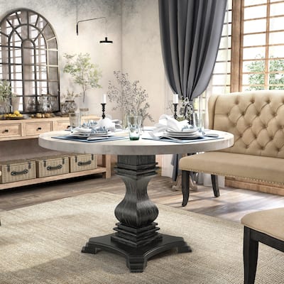 Furniture of America Brec Rustic White 48-inch Pedestal Dining Table