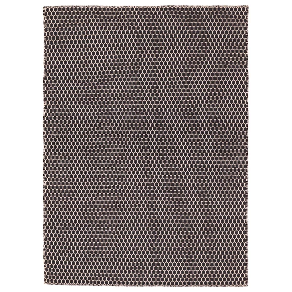 ECARPETGALLERY Flat-Weave Nevada Black Wool Kilim - 5'5 x 7'5